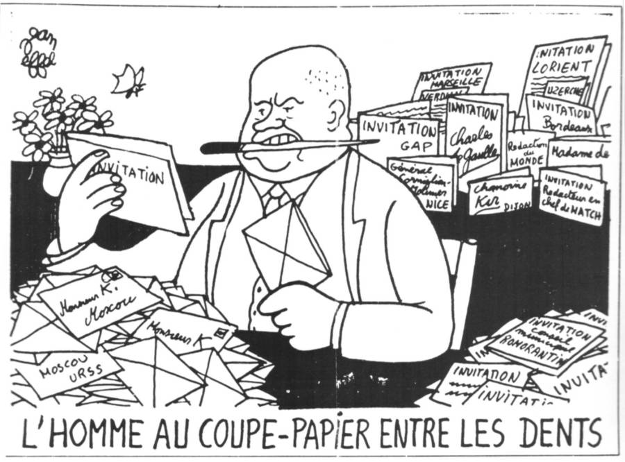 1959 15 novembre L-Express Dessin de Jean Effel Khrouchtchev, L-homme au coupe papier entre les deux.jpg